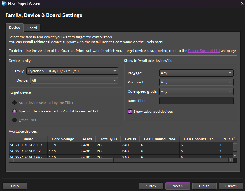 Family, device and board settings
