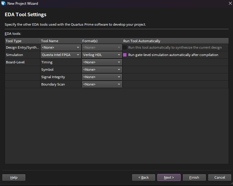 EDA Tools Settings