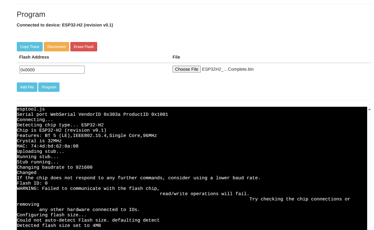 ESPTool-JS Configuration Example